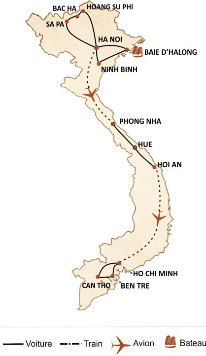 carte 3 semaines au vietnam 