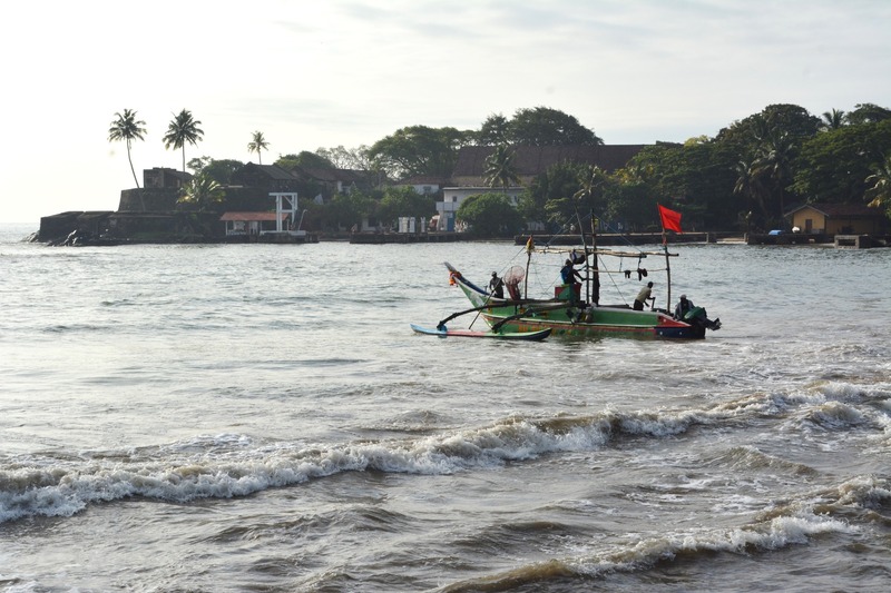 Bateau de poissons sur la plage 