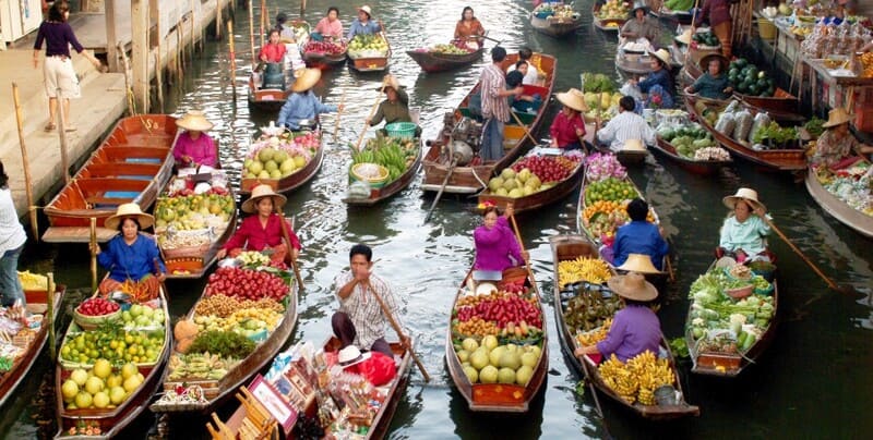 Thailande, Bangkok, Marché flottant