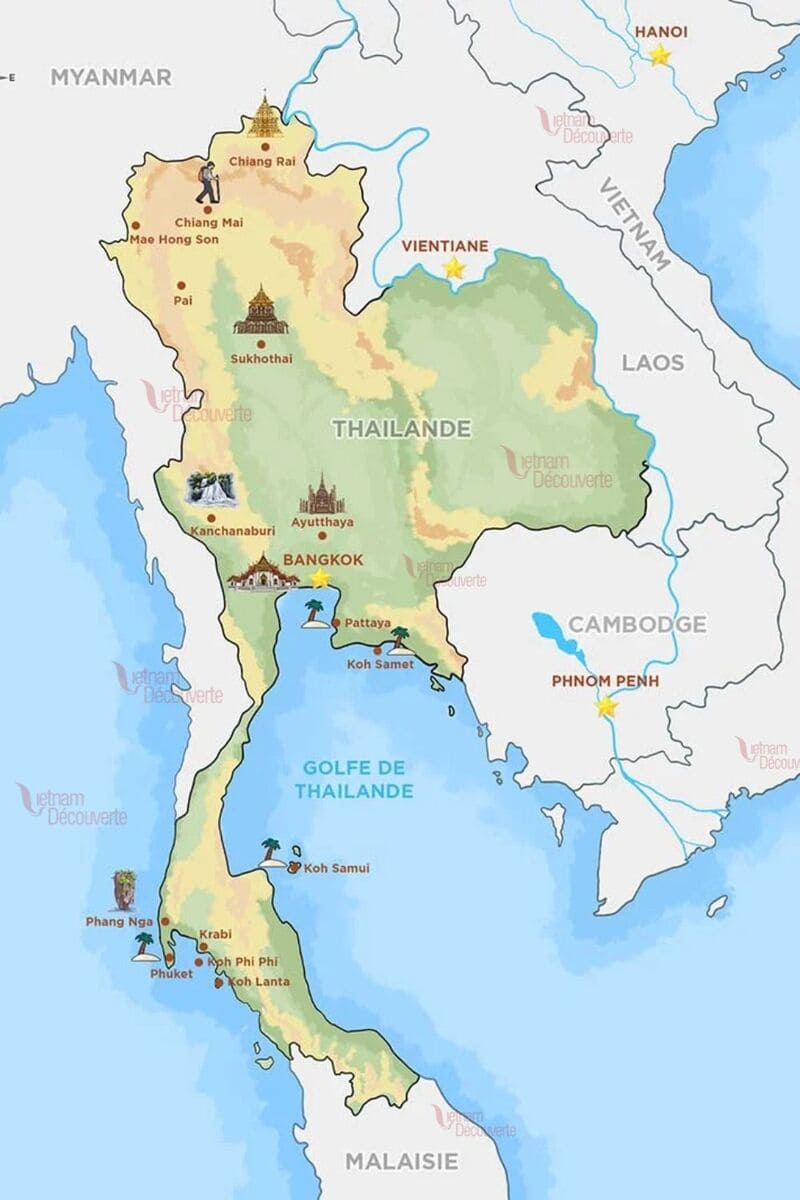 Carte de la Thaïlande