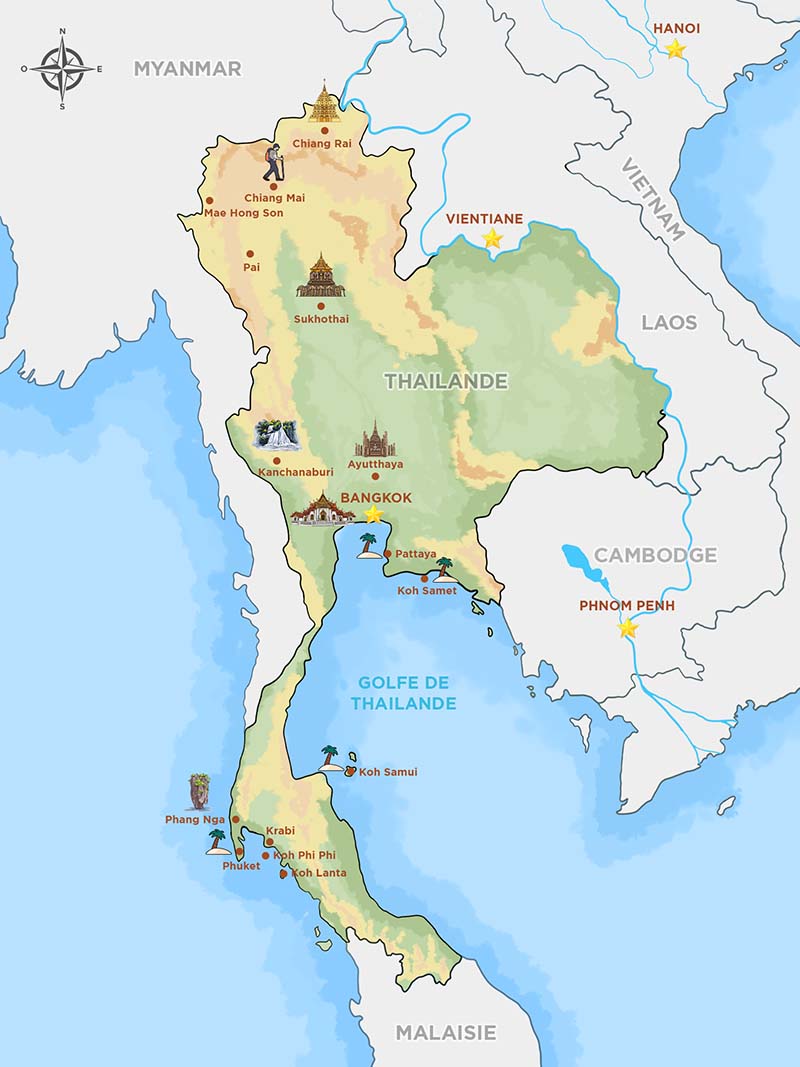 Carte de la Thailande