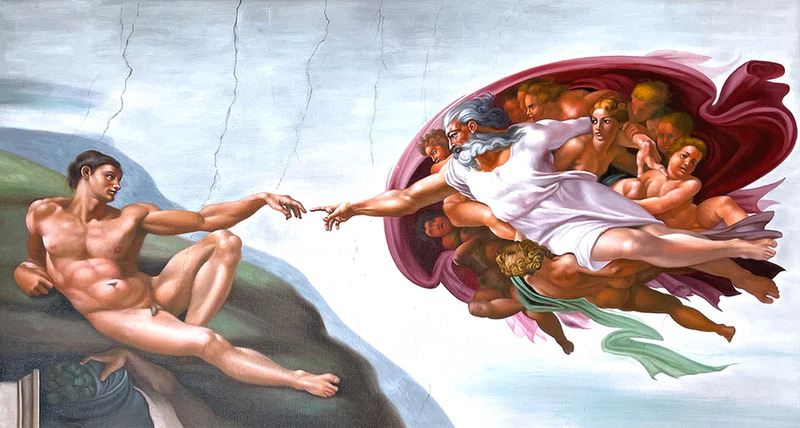 Michel Ange,peinture, la création d''Adam