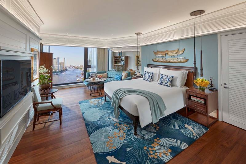 Vue sur la rivière Chao Praya depuis la chambre du Mandarin Oriental Bangkok