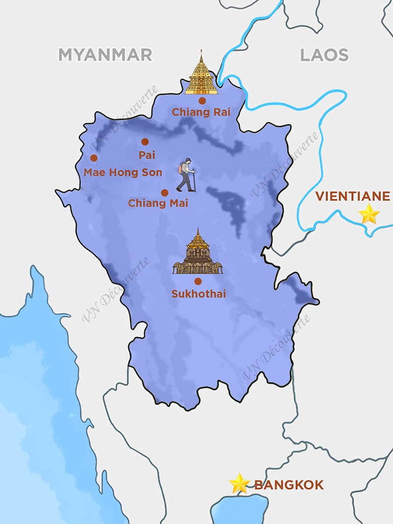 Carte du Nord de la Thaïlande