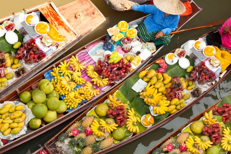 Marché flottant thailande