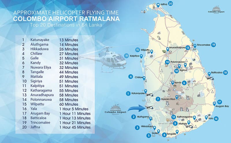 carte des aeroport au Sri Lanka