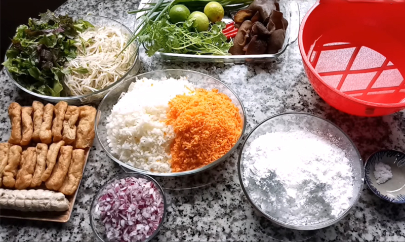 Ingrédients pour faire du Banh Cuon