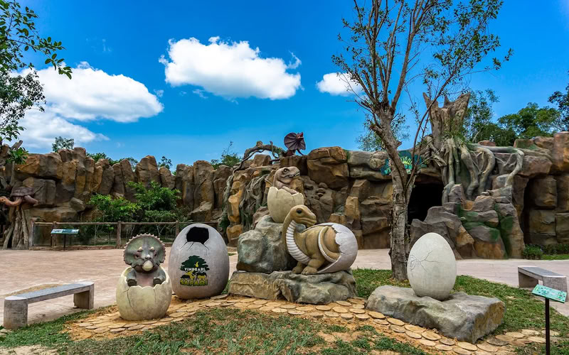 Un décor sur le thème des dinosaures, apprécié des enfants.