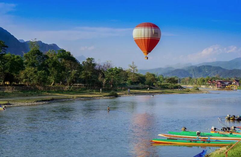 montgolfière, vang vieng, laos, explorer, aventure