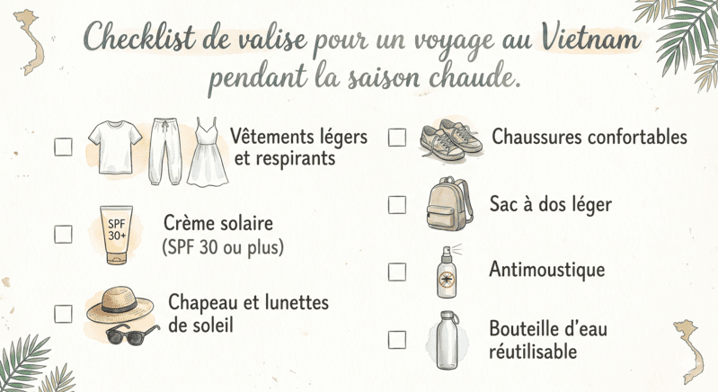 Checklist de valise pour un voyage au Vietnam pendant la saison chaude