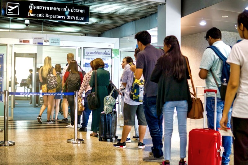 file d''attente aéroport thailande