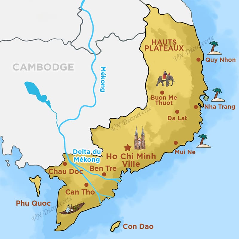 carte du sud vietnam