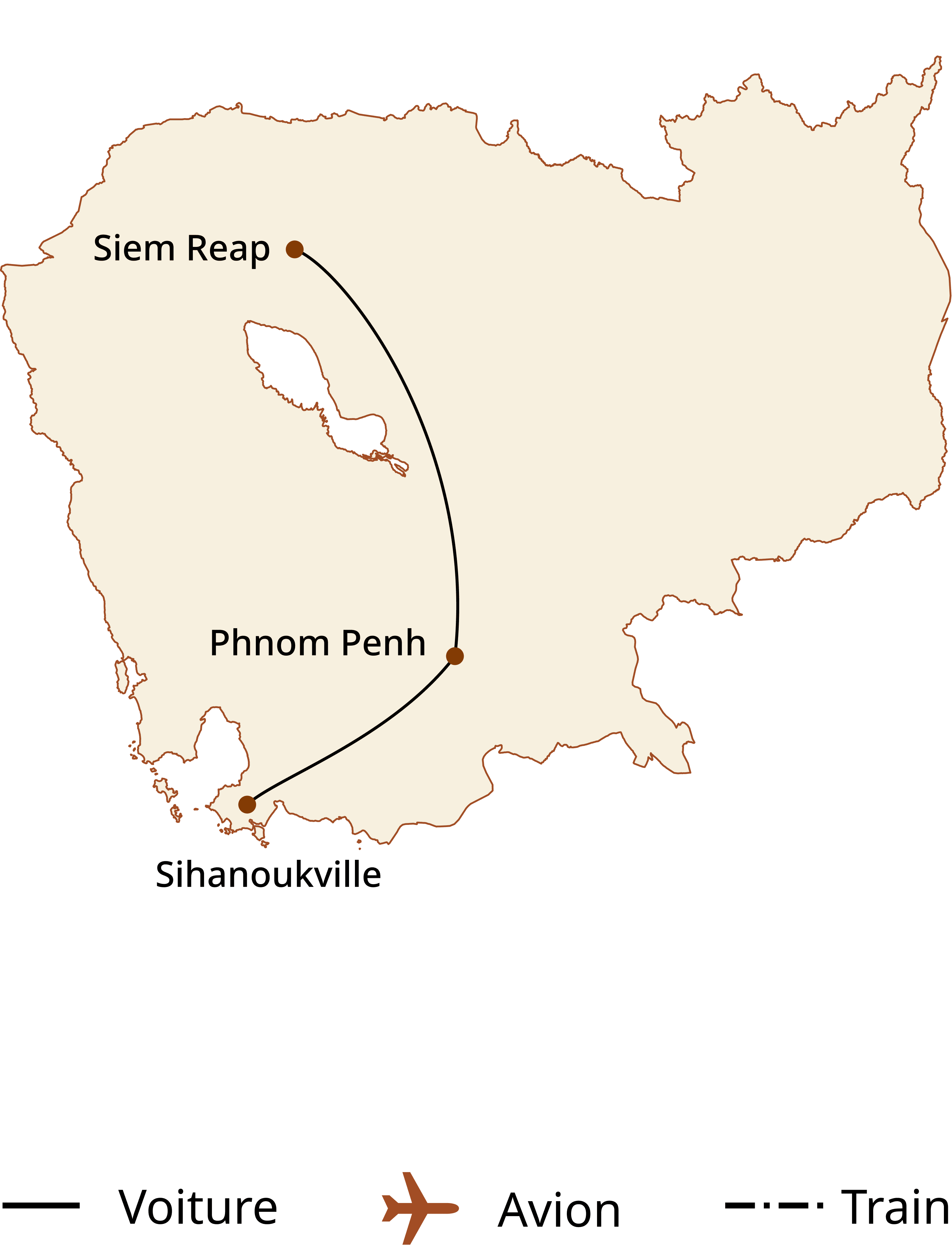 carte du circuit Des temples d’Angkor aux plages de Koh Rong 10 jours