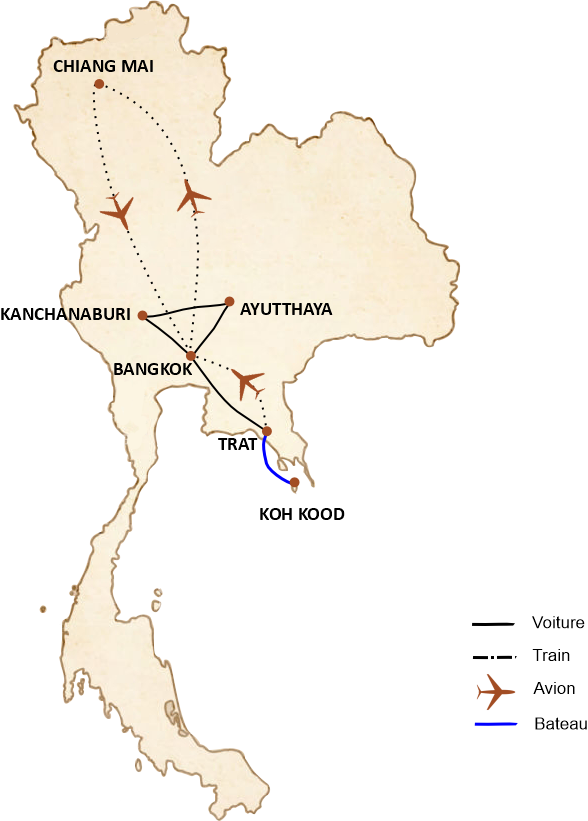carte du circuit Circuit Thaïlande en famille 15 jours - entre terre et mer