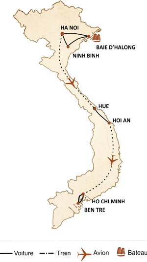 carte du circuit Panorama du Vietnam 12 jours