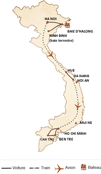 carte du circuit Séjour de golf et découverte au Vietnam en 15 jours