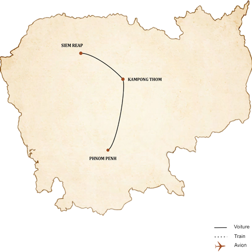 carte du circuit Cambodge panorama 7 jours