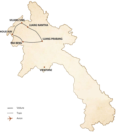 carte du circuit Découverte enrichissante du Nord du Laos en 9 Jours